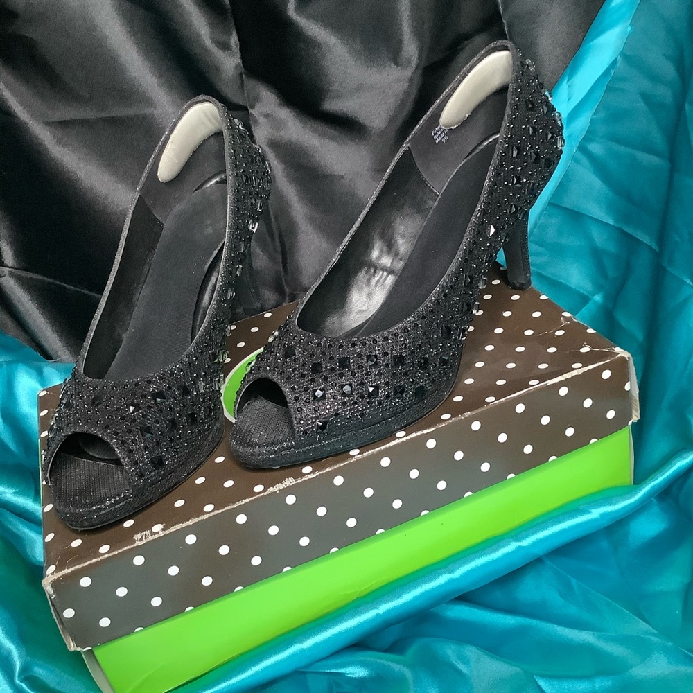 Black Rhinestone Heels - Picture 2 of 4